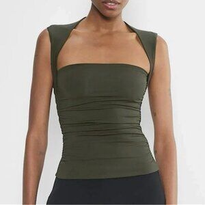 Aritzia Contour Ruched Green Sleeveless Tank